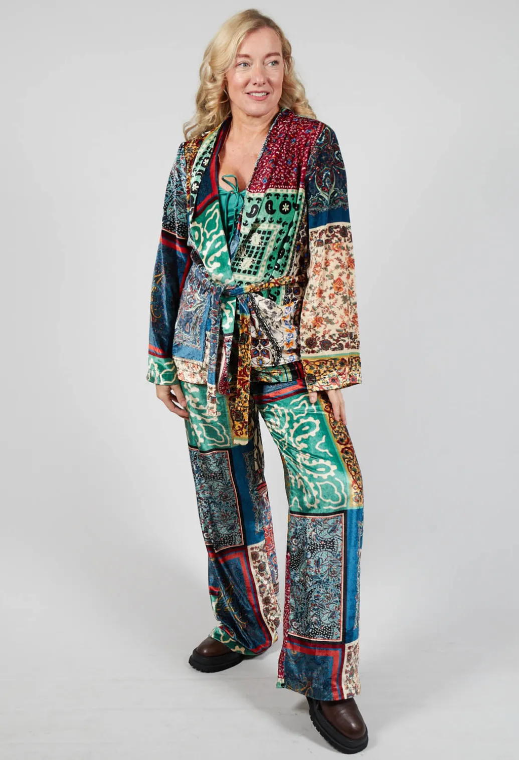 Pyjama Shirt in Patchwork Foulard Print