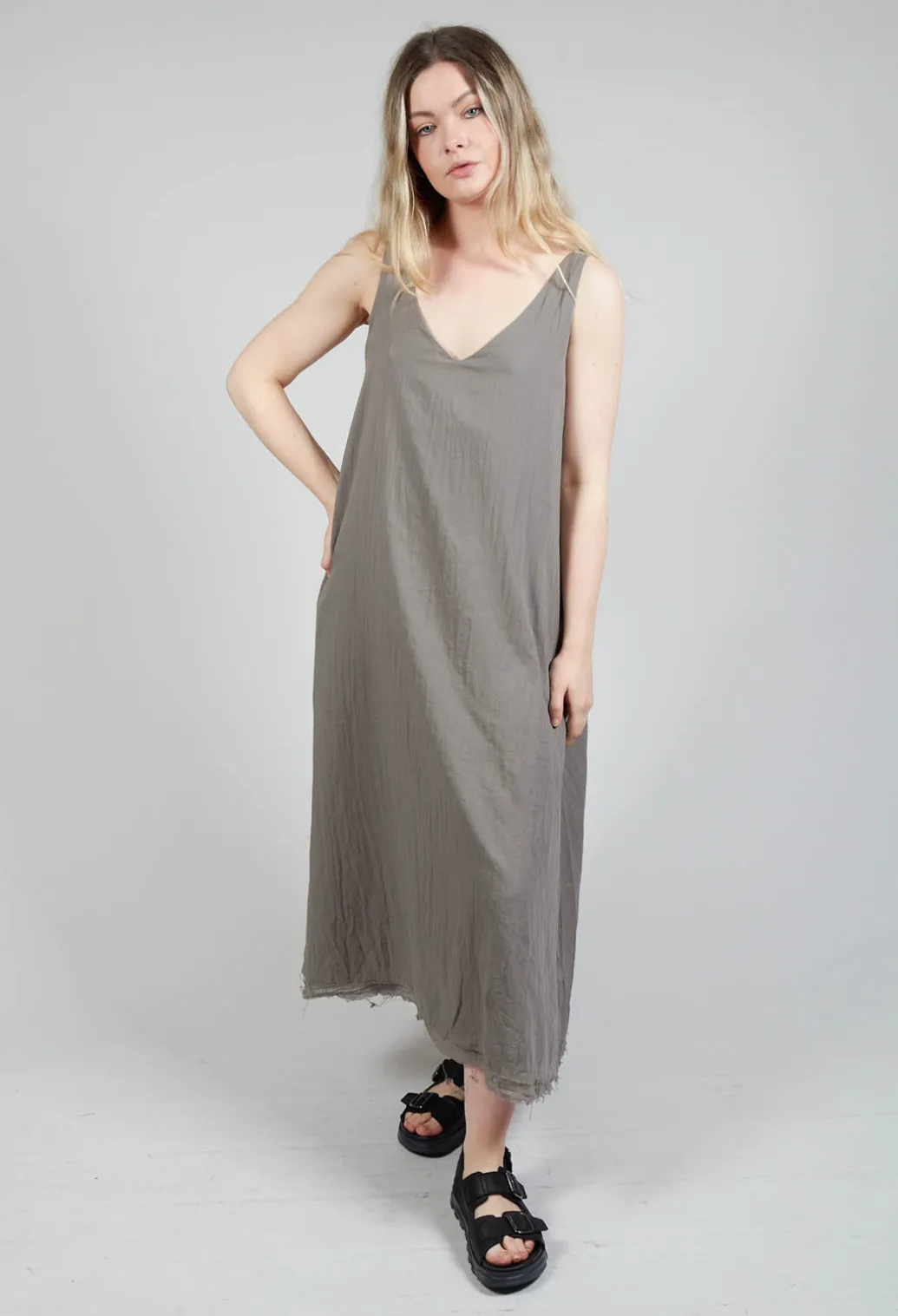 Raw Hemmed Dress in Cappuccino