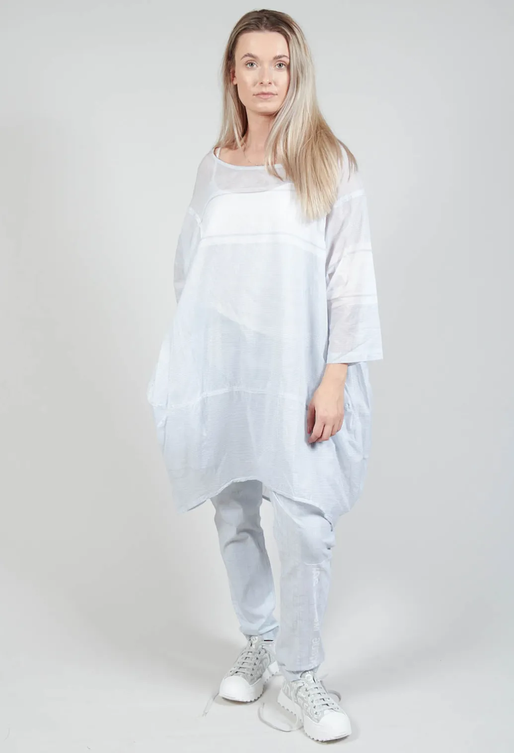 Relaxed Fit Cotton Top in Grey Print