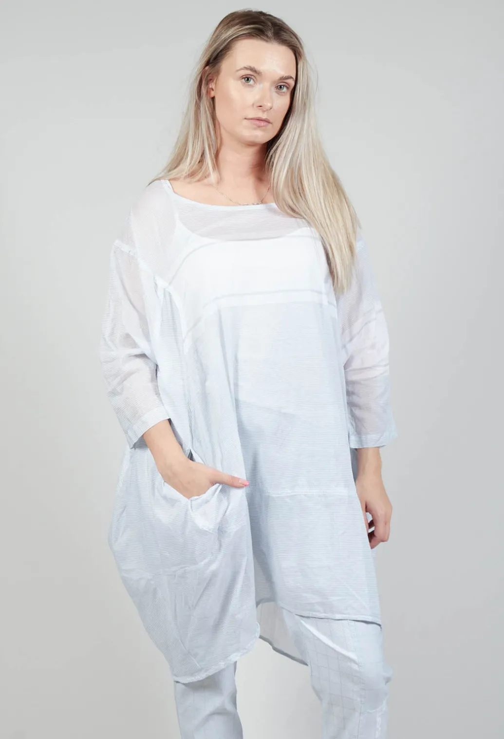 Relaxed Fit Cotton Top in Grey Print