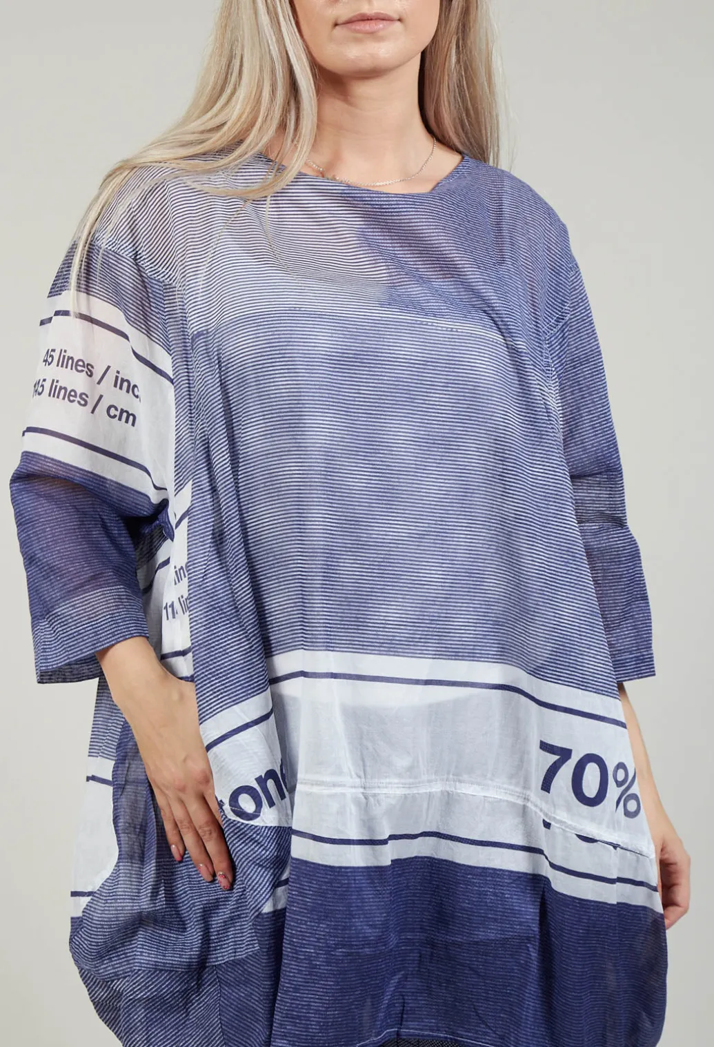 Relaxed Fit Cotton Top in Azur Print