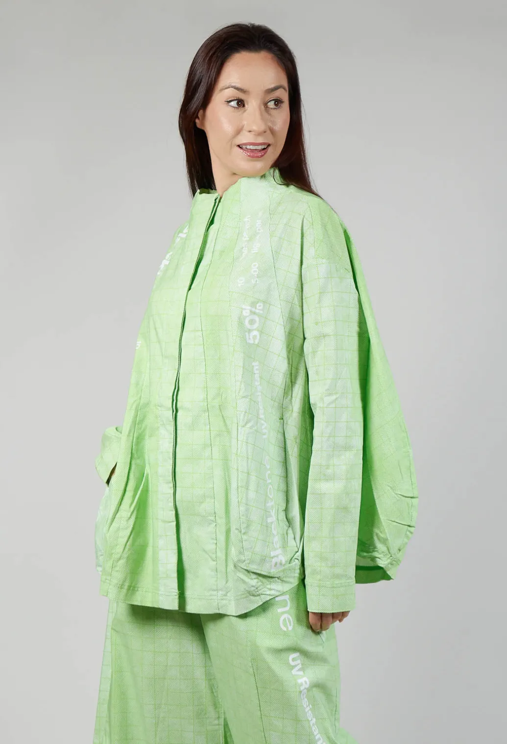 Relaxed Fit Jacket in Placed Lime Print