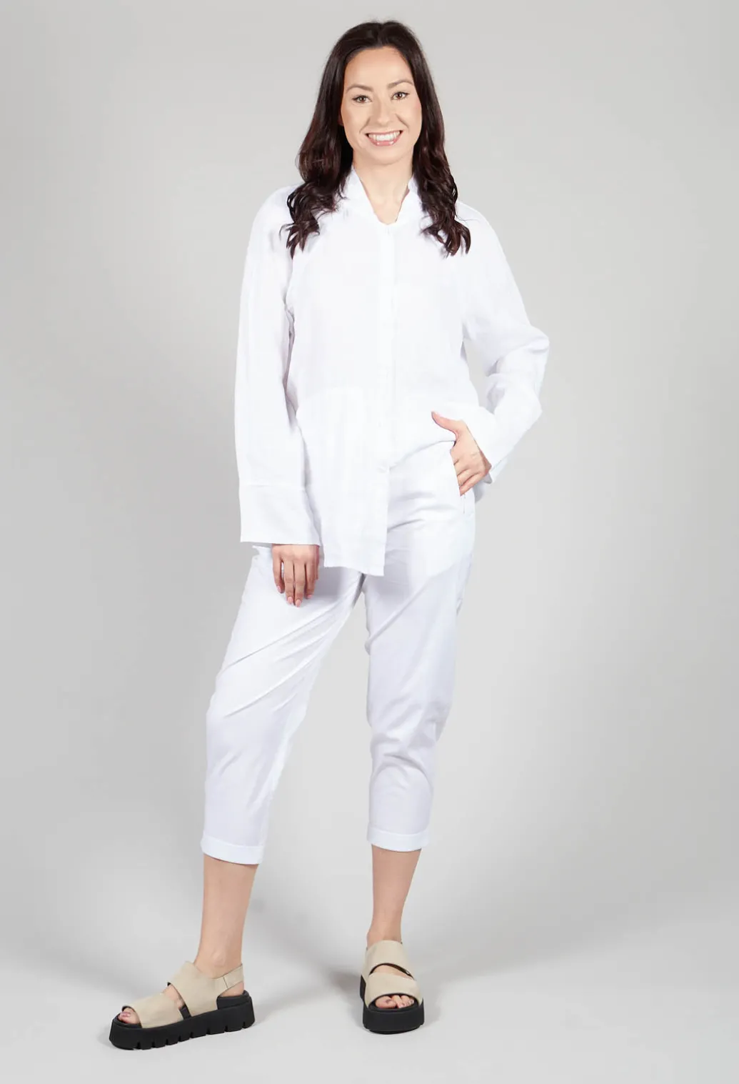 Relaxed Geisha Trousers in White