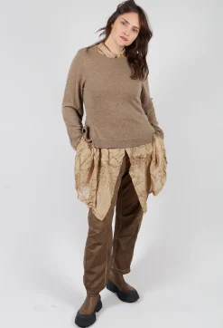 Ribbed Sleeve Jumper in Camel Mel