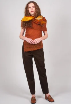 Roll Neck Knitted Vest in Tumeric