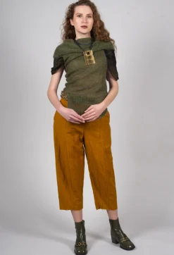 Roll Neck Knitted Vest in Moss