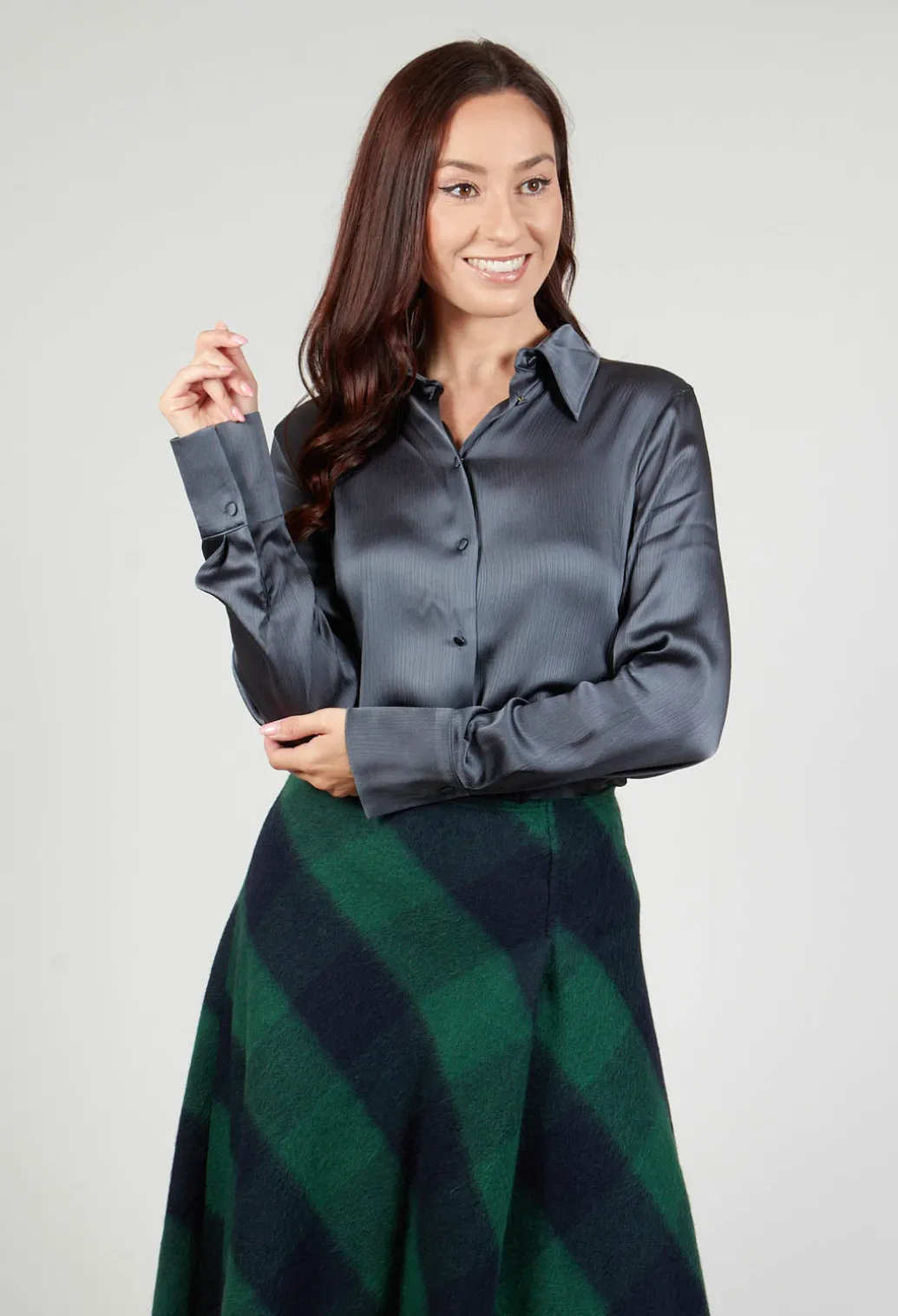 Romantic Long Sleeved Shirt in Metallic Grey