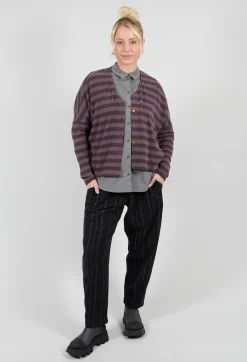Round Neck Cardigan in Purple
