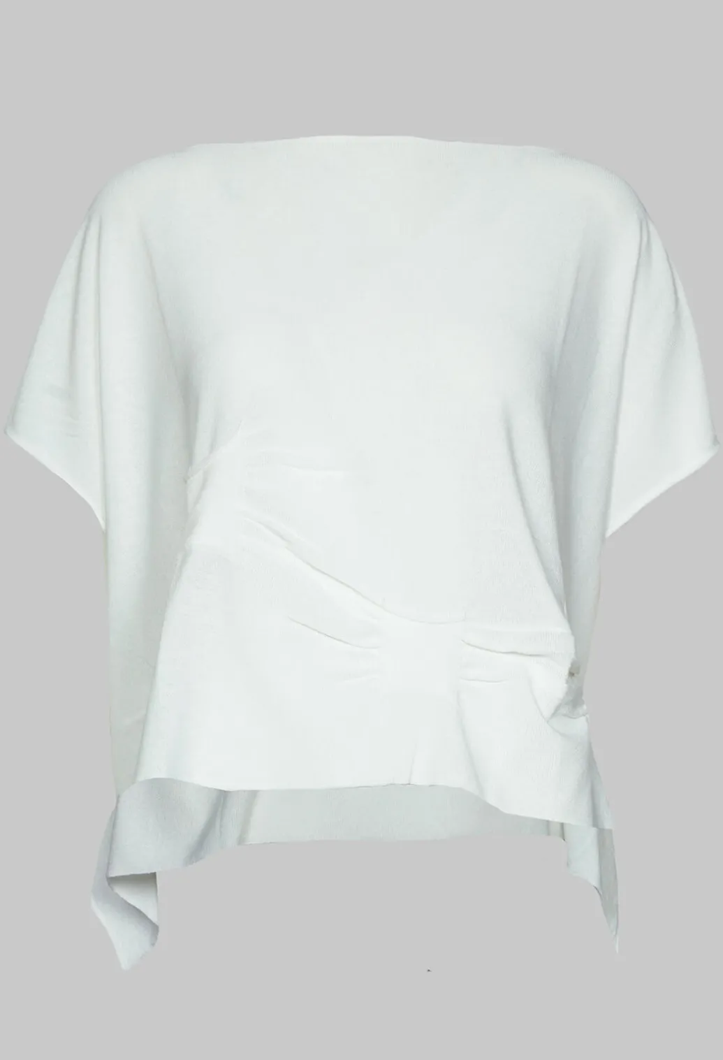 Ruched Sleeveless Sweater in White