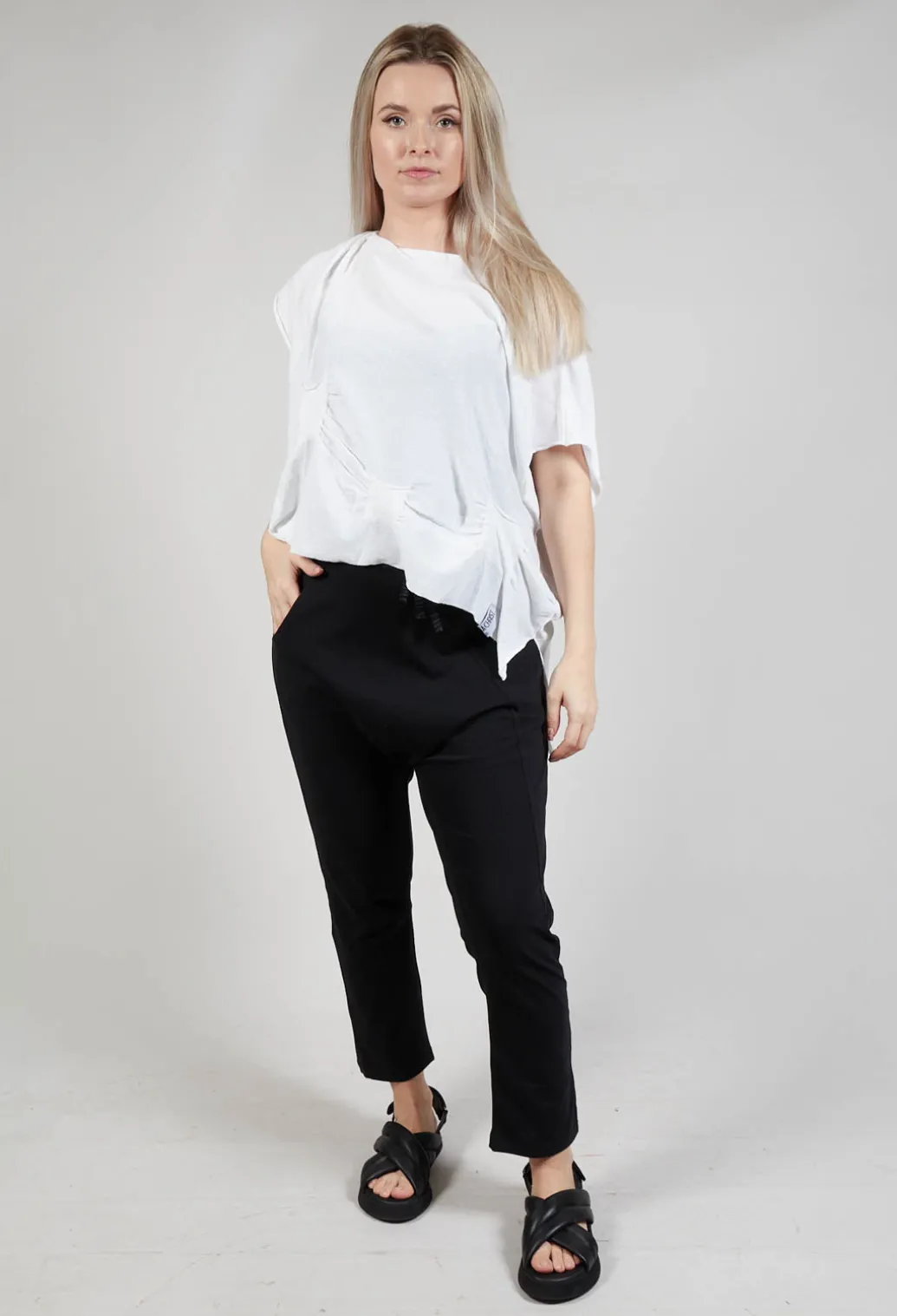 Ruched Sleeveless Sweater in White
