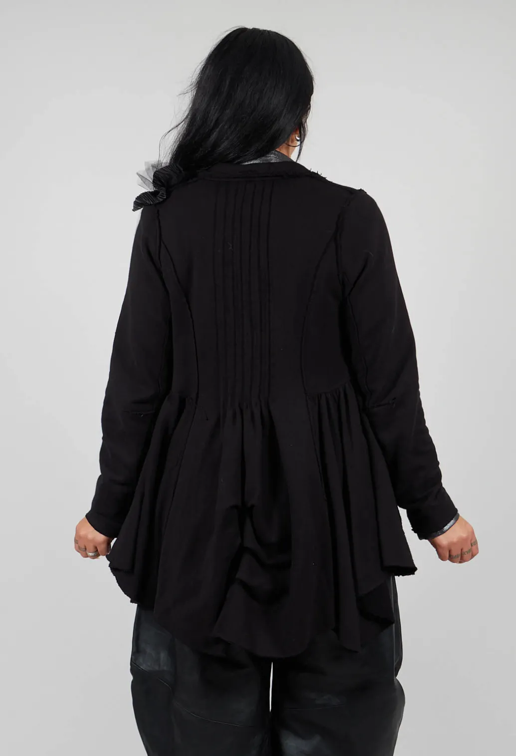 Ruffle Blazer in Black