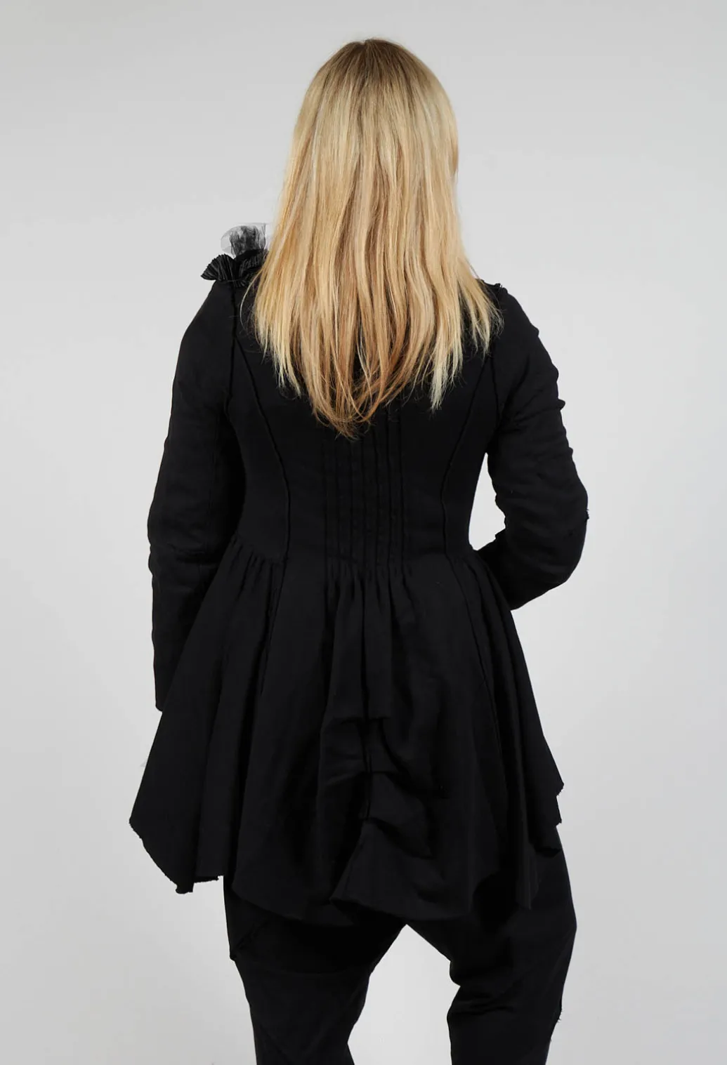 Ruffle Blazer in Black