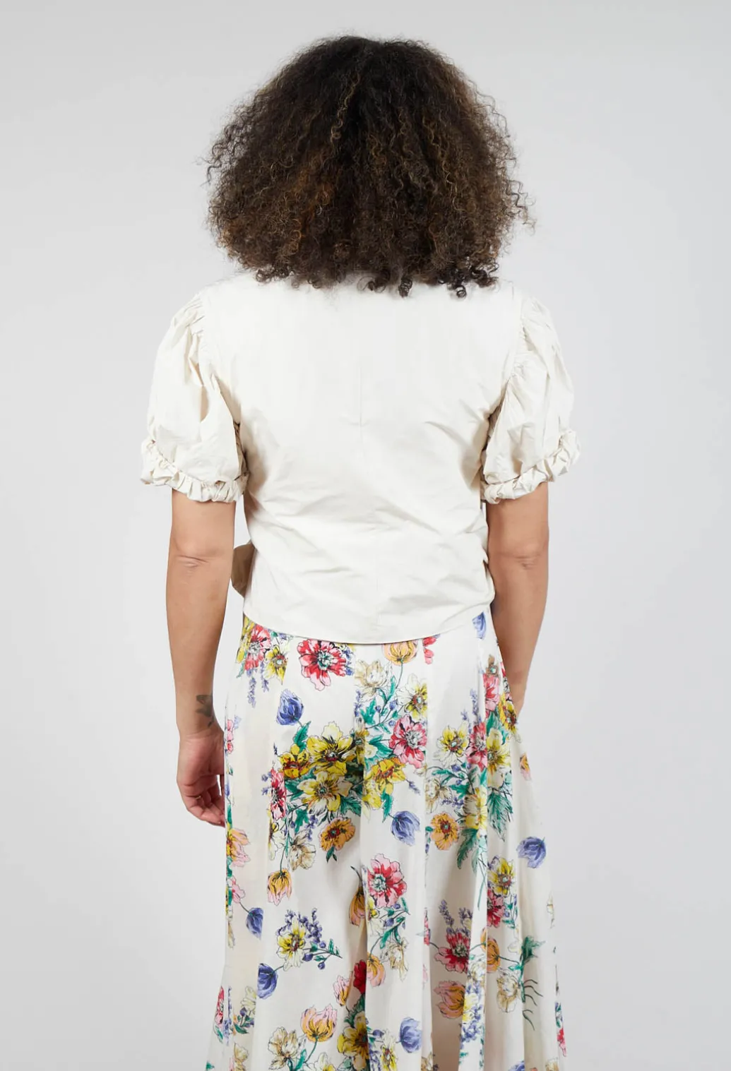 Ruffle Wrap Jacket in Ecru