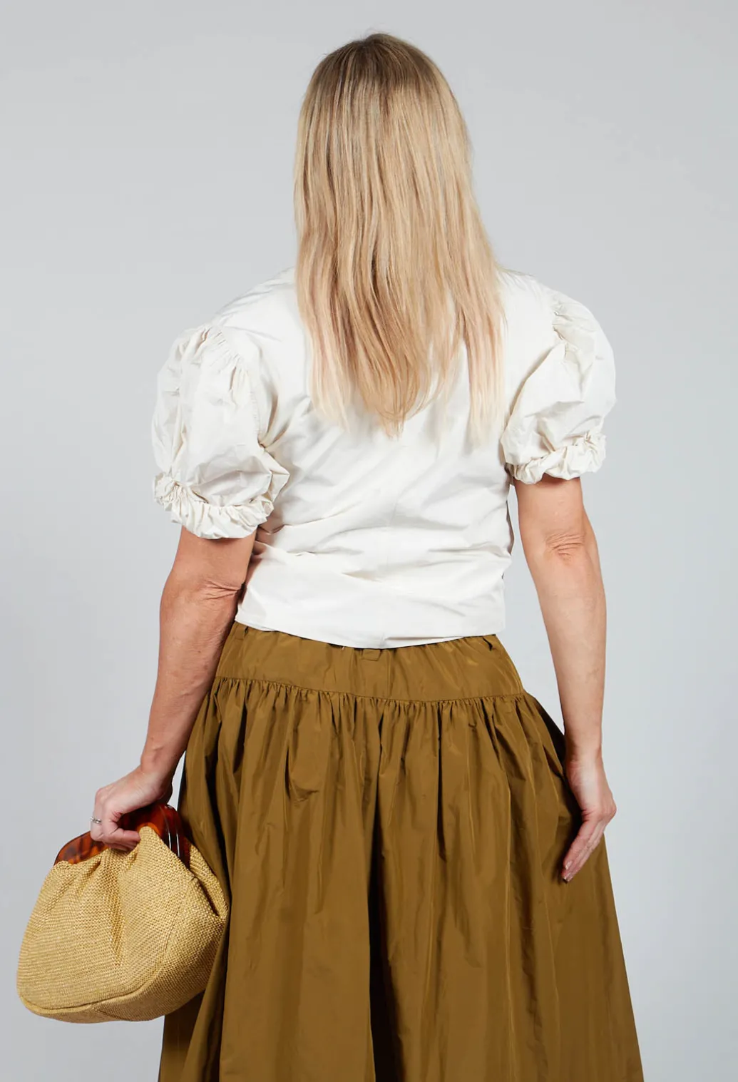 Ruffle Wrap Jacket in Ecru
