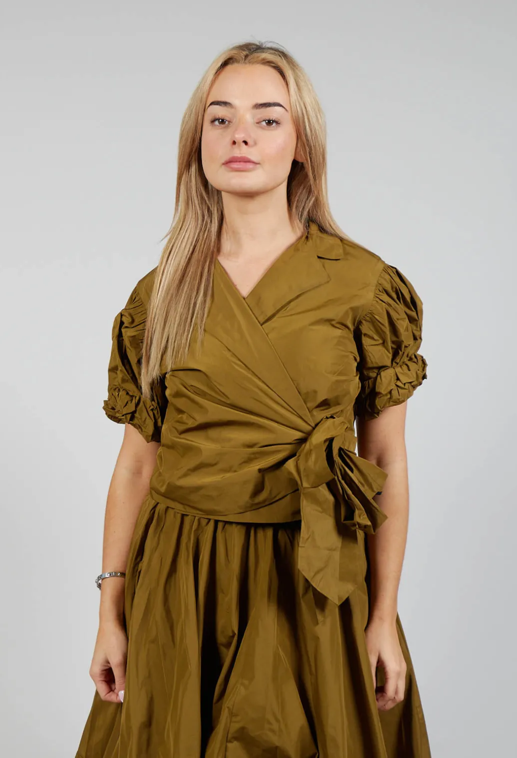 Ruffle Wrap Jacket in Gold