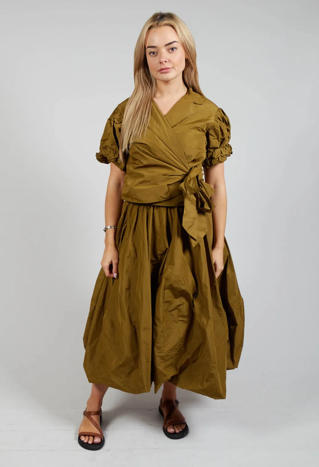 Ruffle Wrap Jacket in Gold