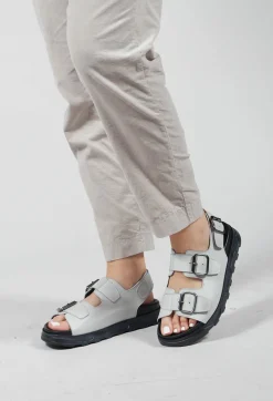 Sandals with Buckle Detail in Gasoline Nuvola