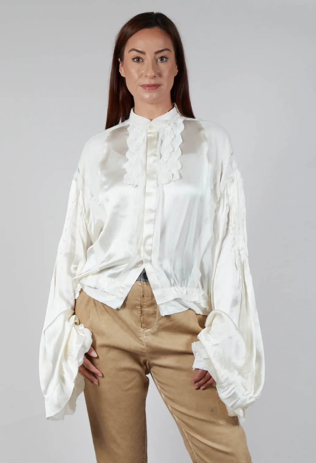Satin Silk Blouse in Off White