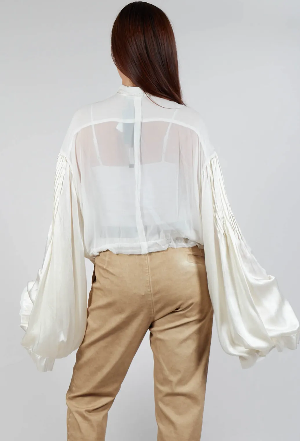 Satin Silk Blouse in Off White