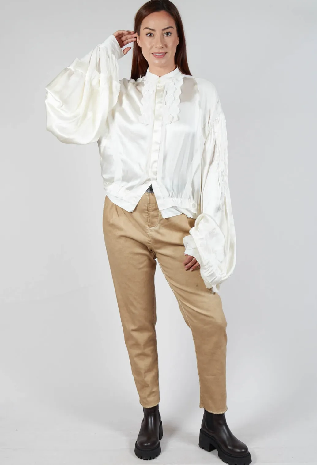 Satin Silk Blouse in Off White
