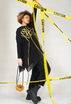 Scrible Print Tunic in Yellow and Black