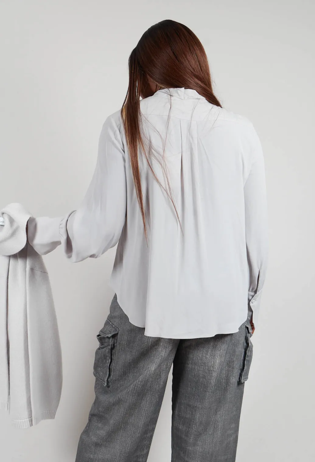 Semi-Sheer Blouse in Light Grey