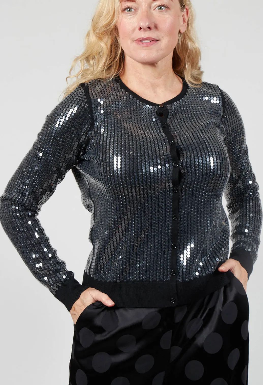 Sequined Cardigan in Black