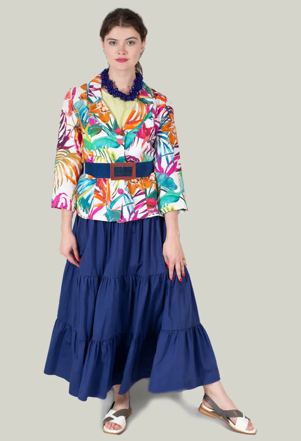 Sharm Maxi Gathered Skirt in Navy