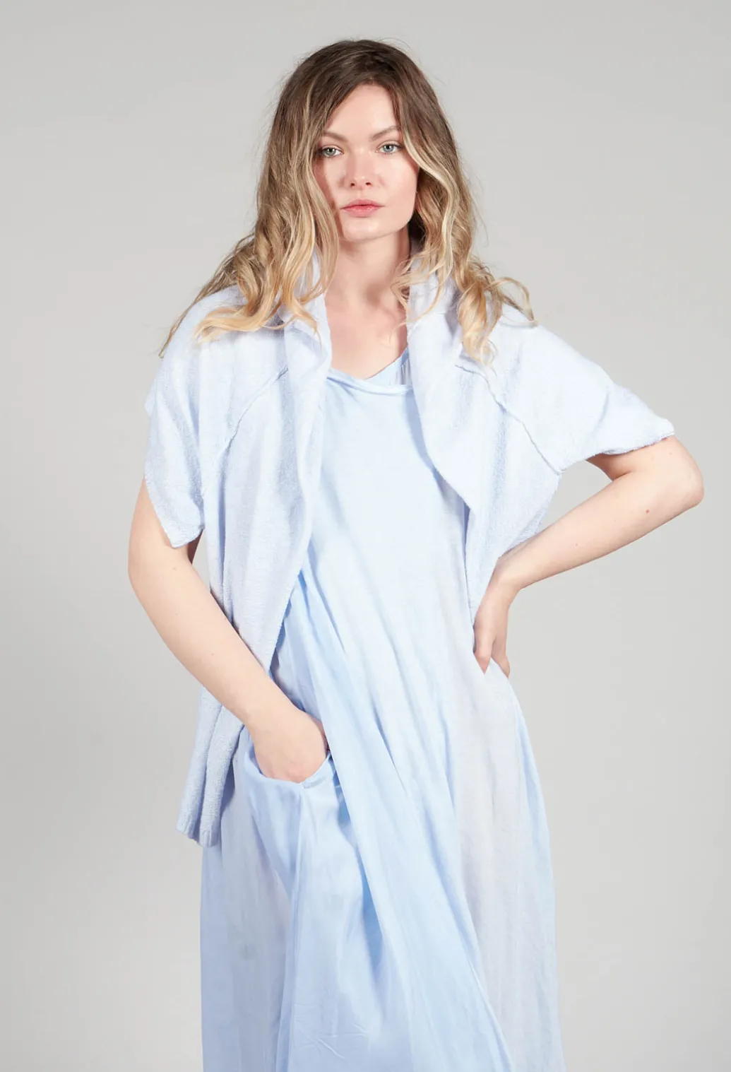 Sheer Double Vest Dress in Enzian 10% Cloud
