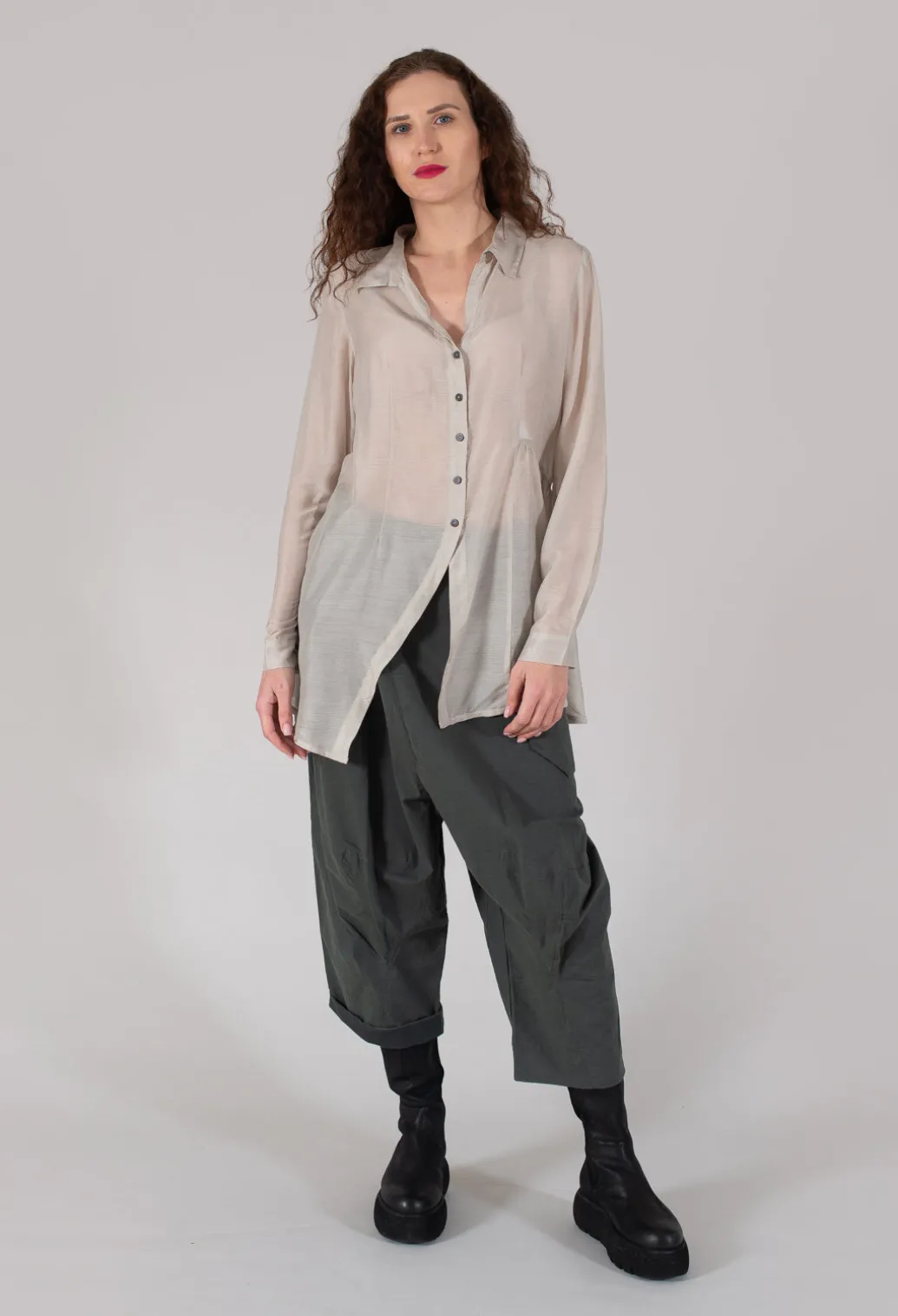Sheer Shirt in White Clay