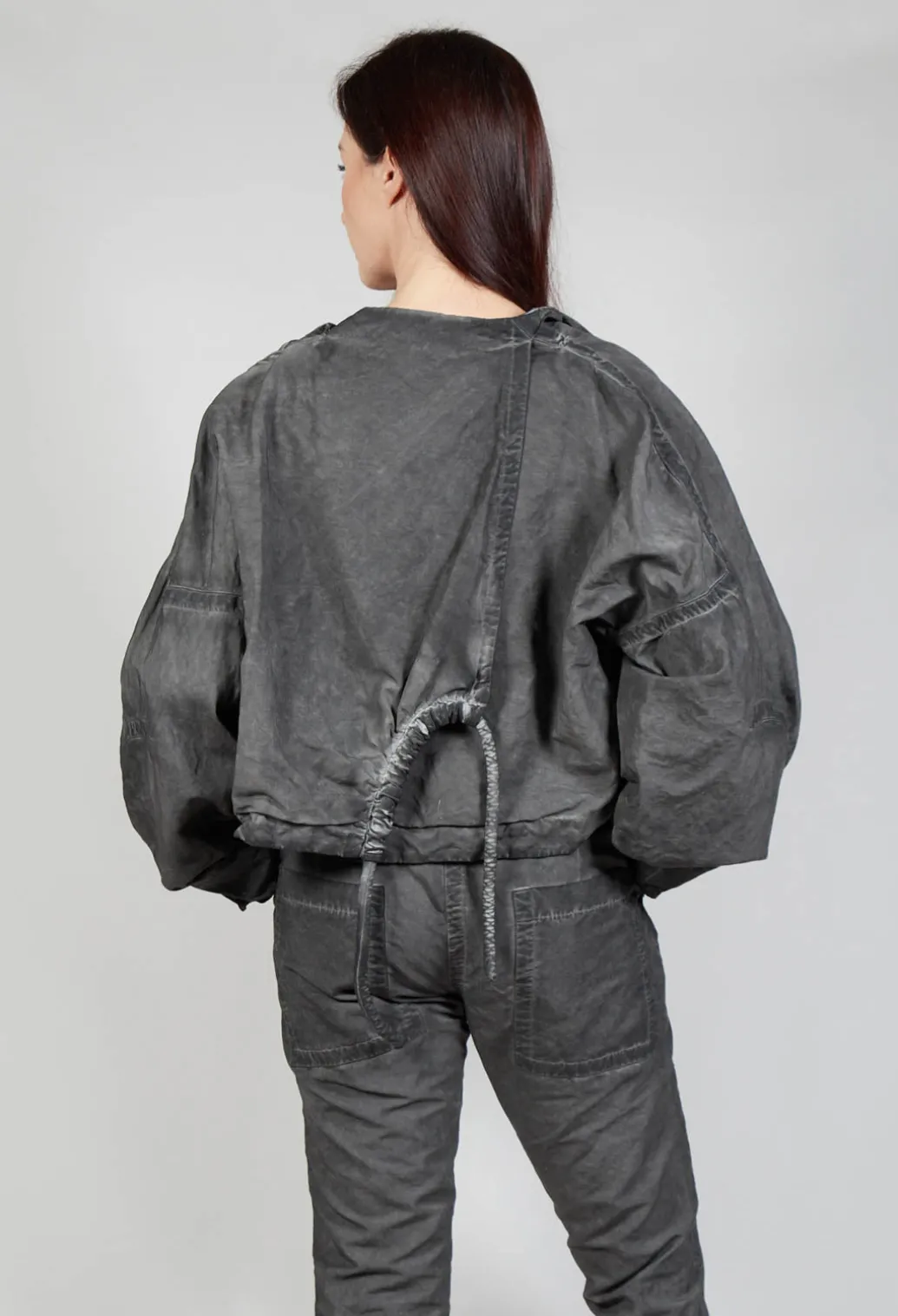 Shirred Jacket in Coal Cloud