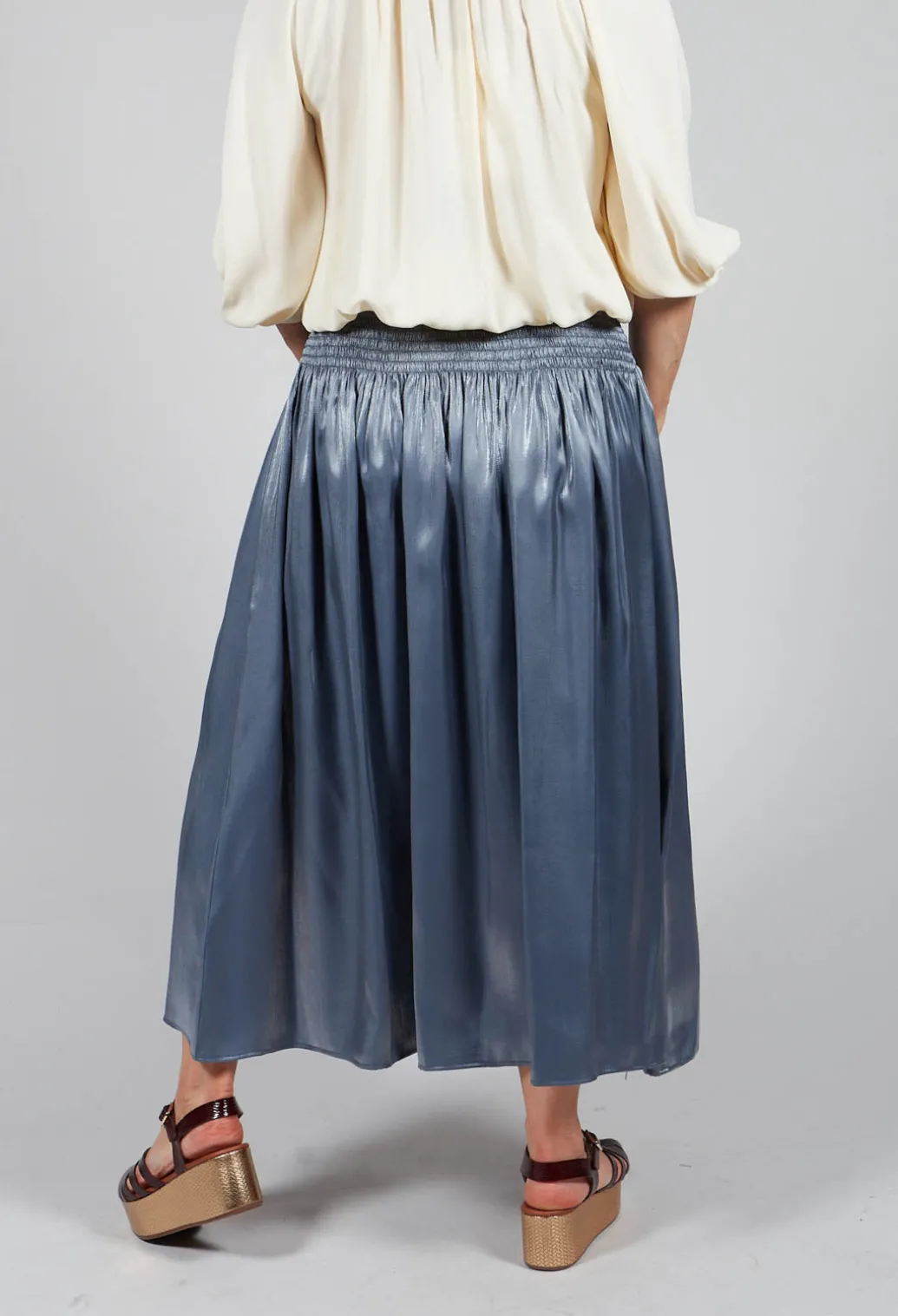 Shirred Waistband Skirt in Blue