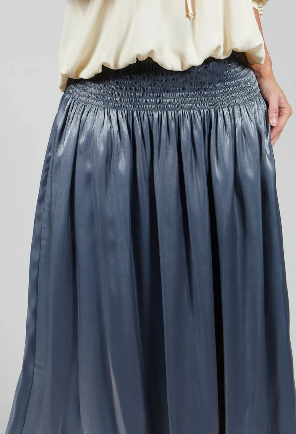 Shirred Waistband Skirt in Blue