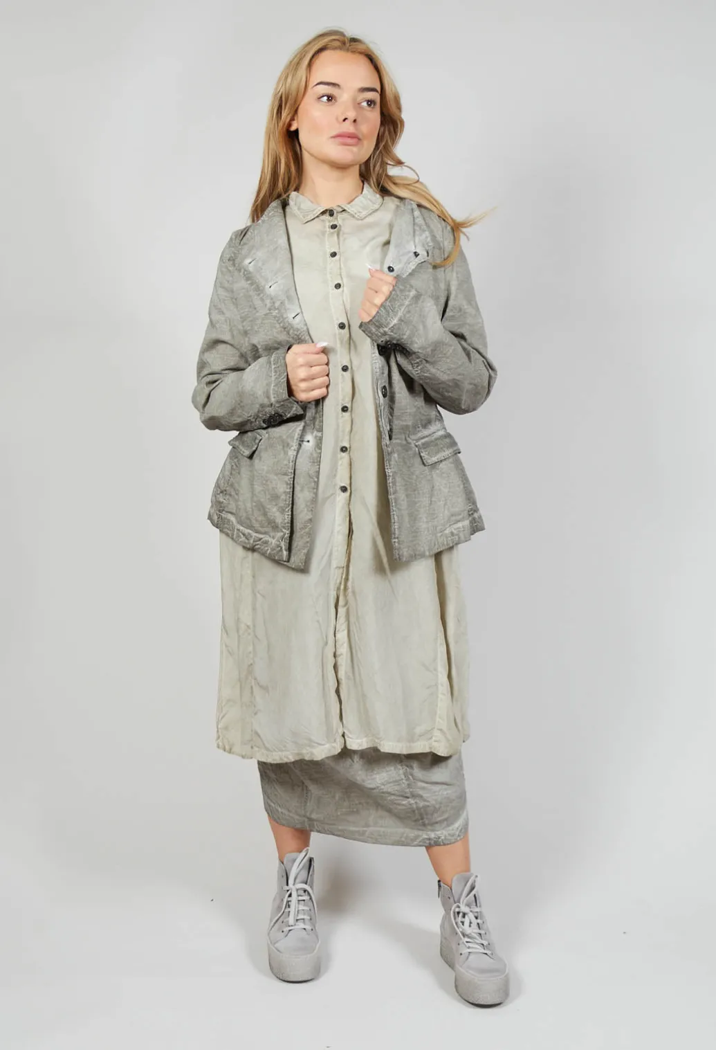 Shirt Dress in Straw Cloud