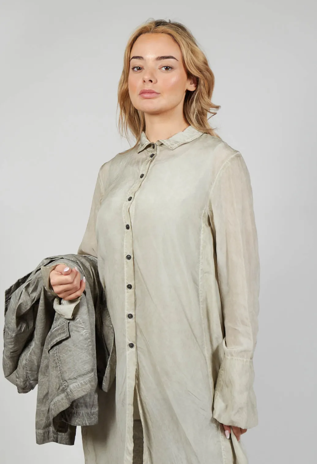 Shirt Dress in Straw Cloud
