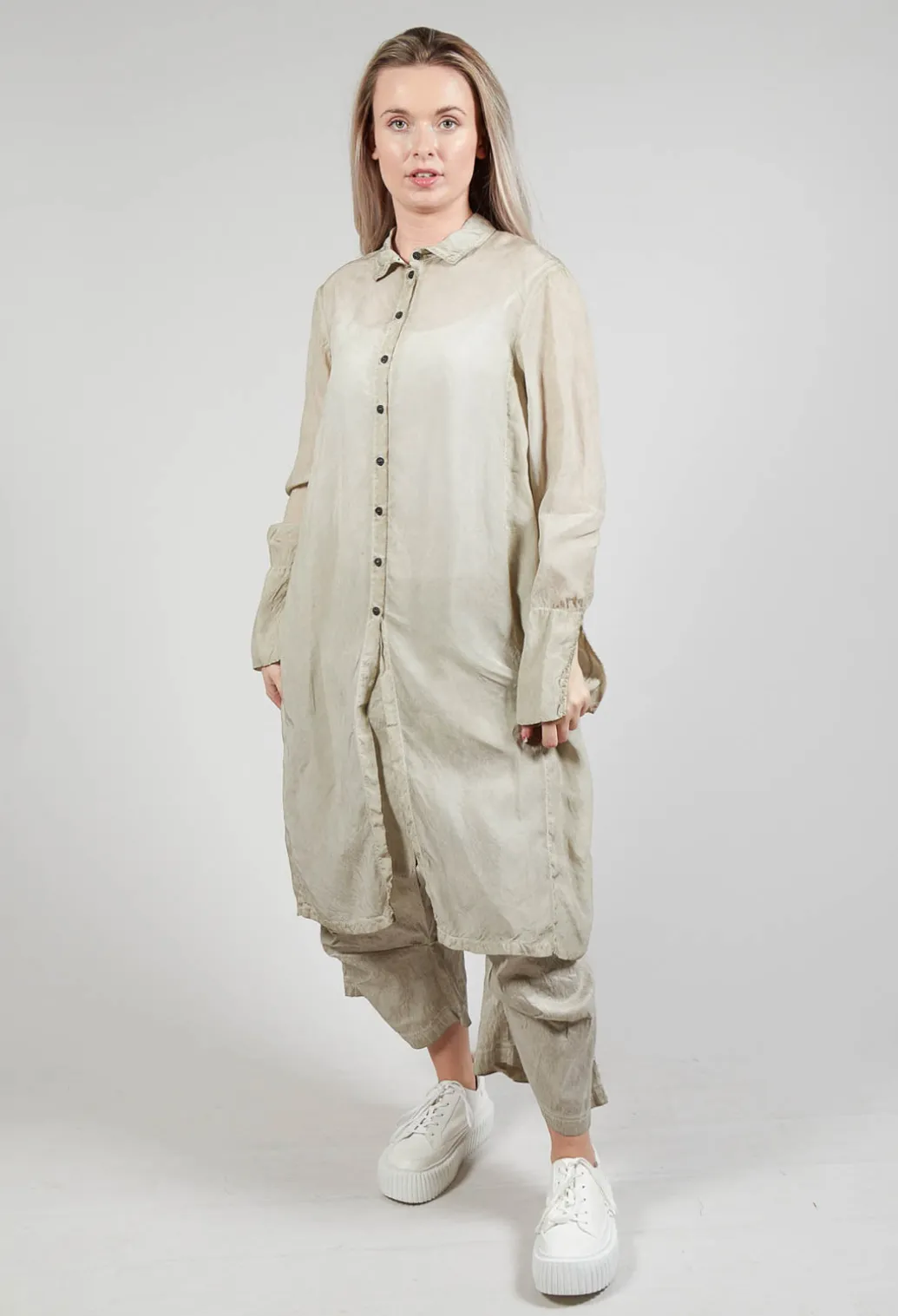 Shirt Dress in Straw Cloud