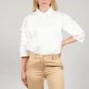Shirt with Pleated Sleeves in Chianti Latte