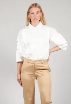 Shirt with Pleated Sleeves in Chianti Latte