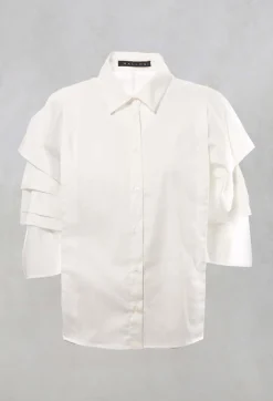 Shirt with Pleated Sleeves in Chianti Latte