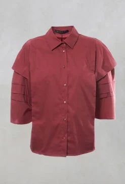 Shirt with Pleated Sleeves in Chianti Glicine