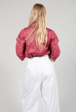 Shirt with Pleated Sleeves in Chianti Glicine