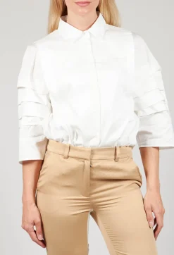 Shirt with Pleated Sleeves in Chianti Latte
