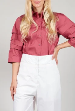 Shirt with Pleated Sleeves in Chianti Glicine