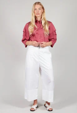 Shirt with Pleated Sleeves in Chianti Glicine