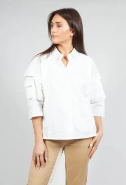 Shirt with Pleated Sleeves in Chianti Latte