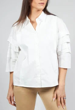 Shirt with Pleated Sleeves in Chianti Latte