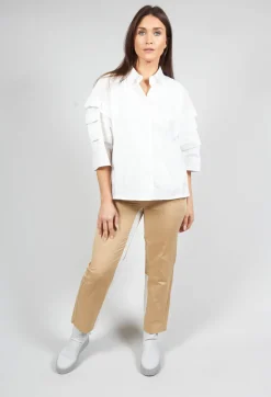 Shirt with Pleated Sleeves in Chianti Latte