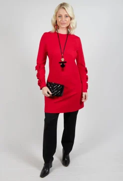 Short Dress with Bow Feature Sleeves in Marlboro