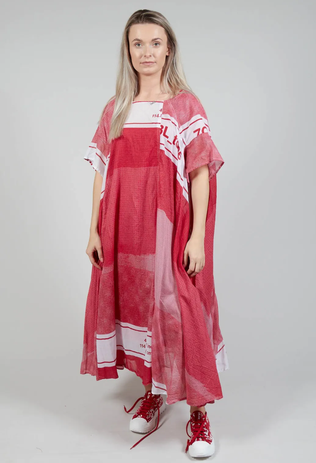 Short Sleeve Cotton Dress in Chili Print