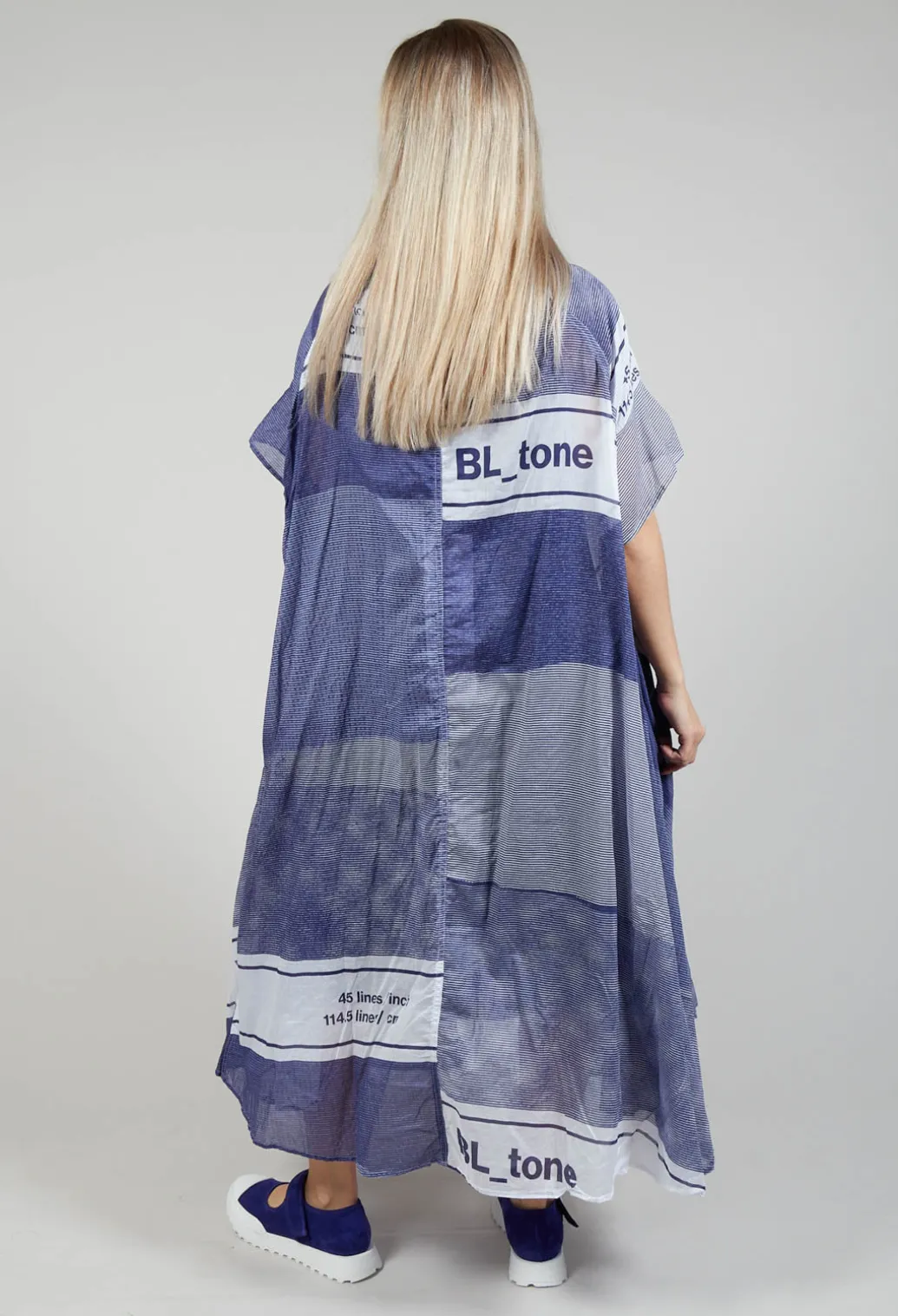Short Sleeve Cotton Dress in Azur Print
